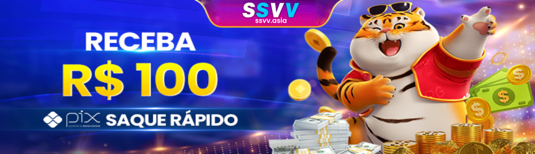 Banner promocional com bônus de boas-vindas na SSVV plataforma para novos jogadores.