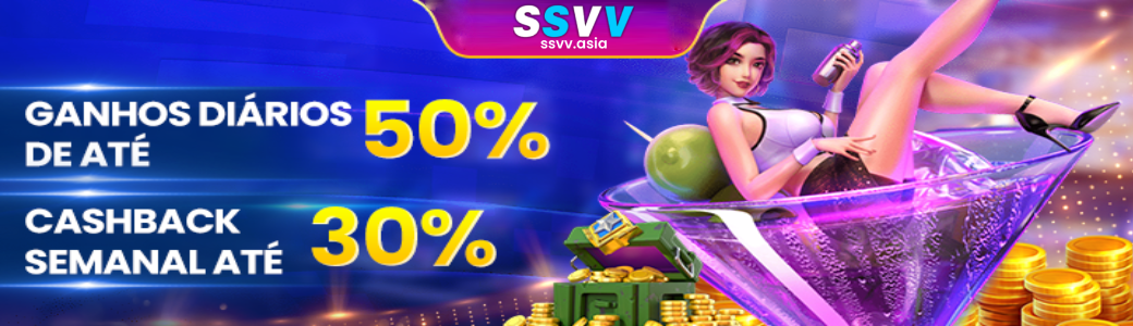 Banner promocional com bônus de boas-vindas na SSVV plataforma para novos jogadores.